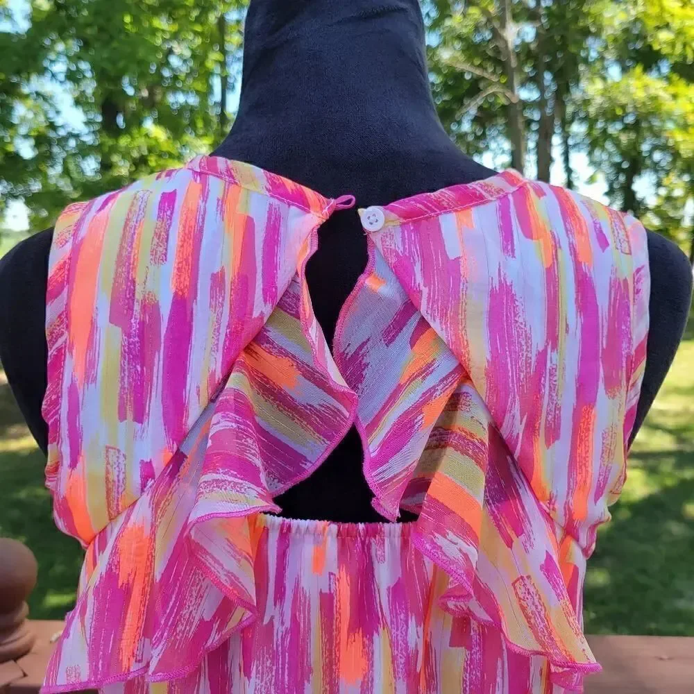 Wonder Nation Girls XXL 18 Colorful Lurex Chiffon Party Dress NWT – Tween Fit